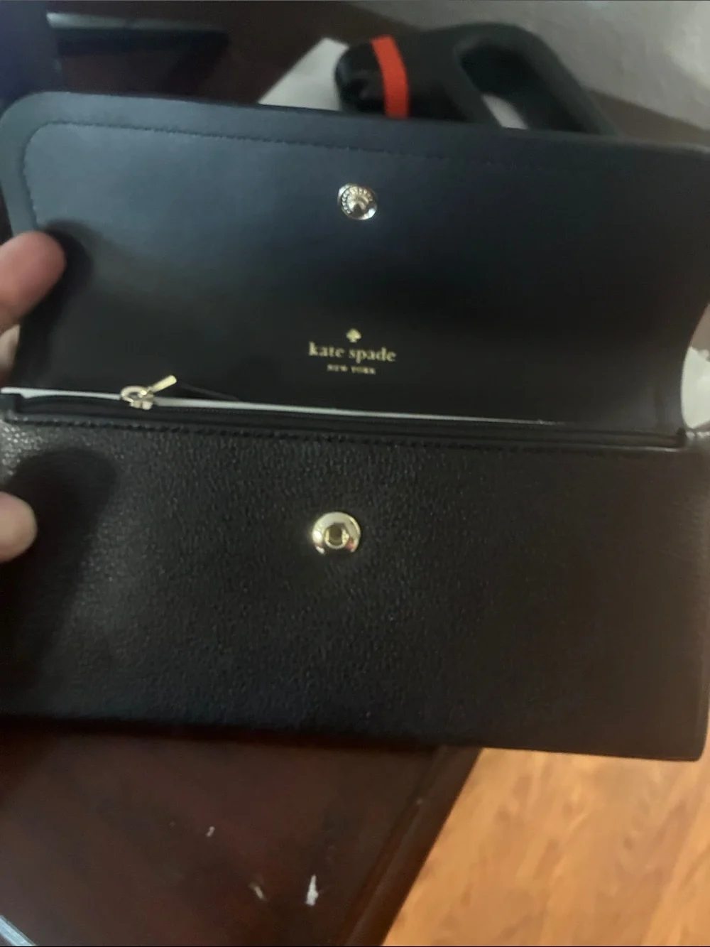 kate spade Black Leather Men's Wallet with Gold Logo